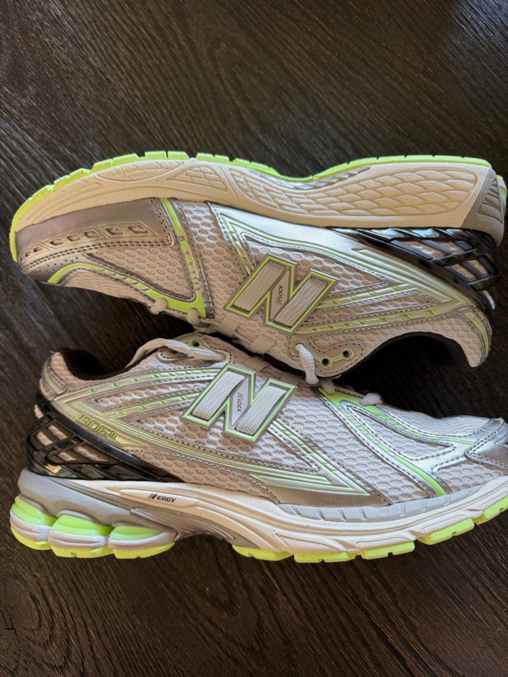 New Balance Women's Athletic Shoes in Light Gray and Neon Green